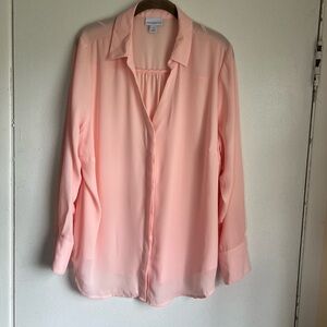 Liz Claiborne Color English Rose  Button Down Shirt Size XL